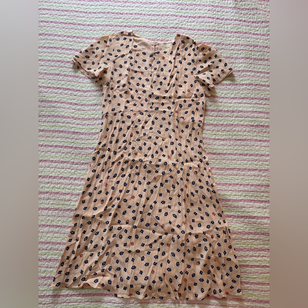 Maeve Anthropologie Peach and Navy Floral Dress Size 4